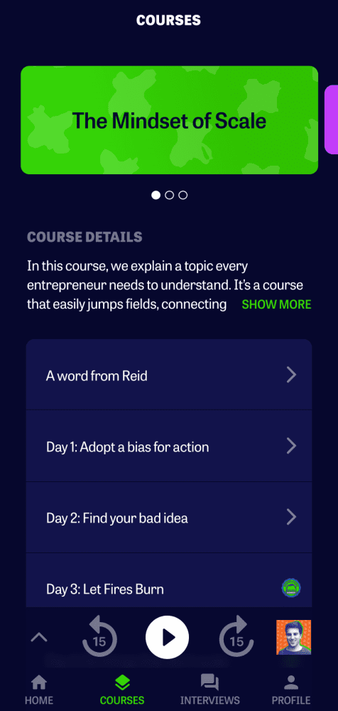 Courses - v1 mockup